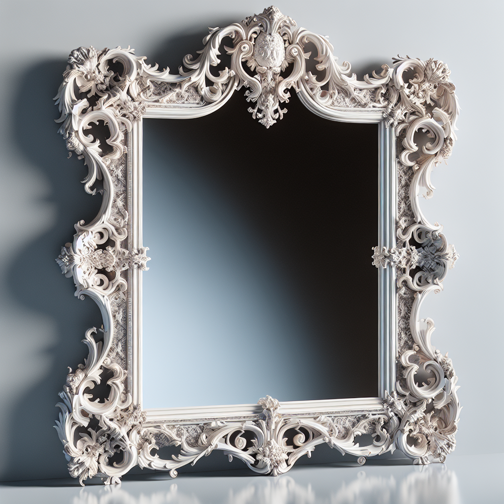 Grand miroir baroque blanc
