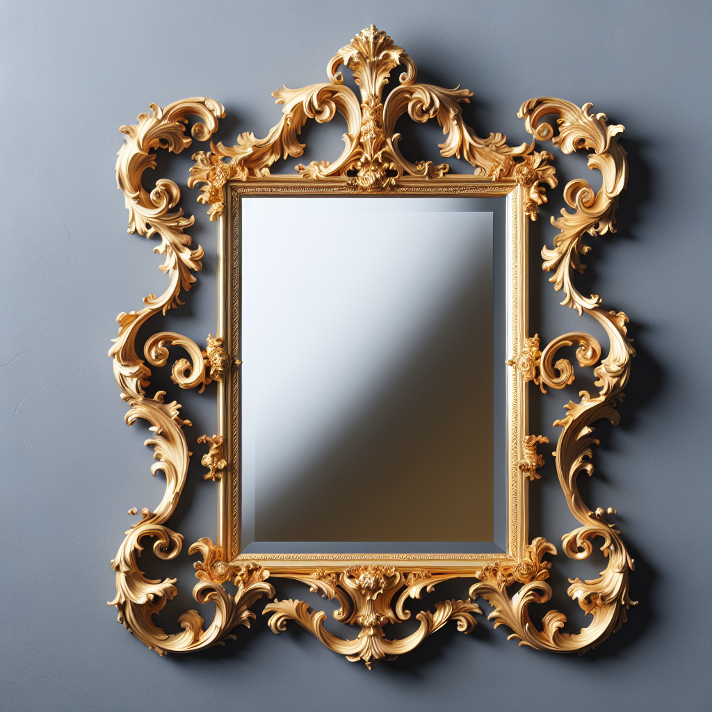 Miroir baroque doré rectangulaire