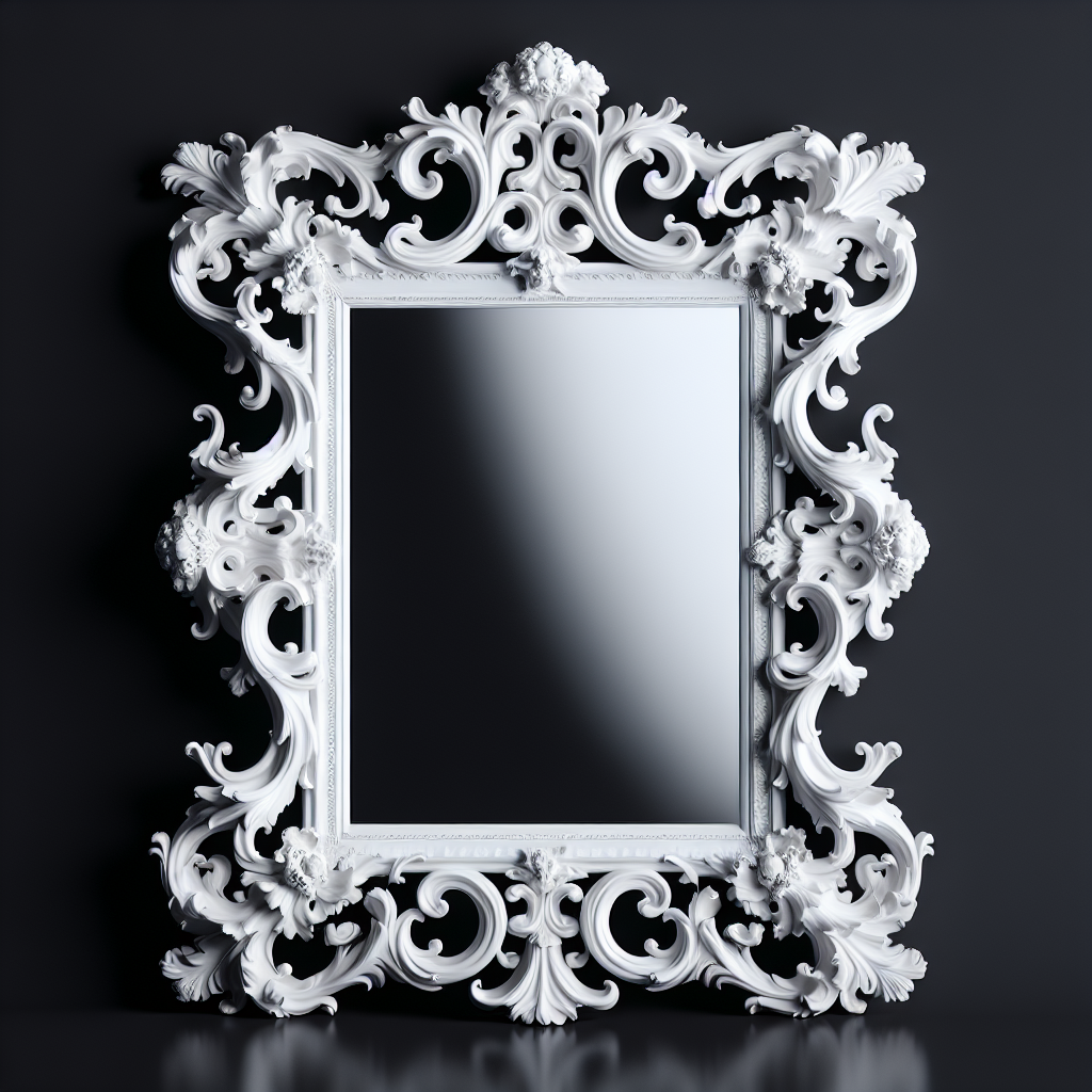 Miroir baroque blanc rectangulaire