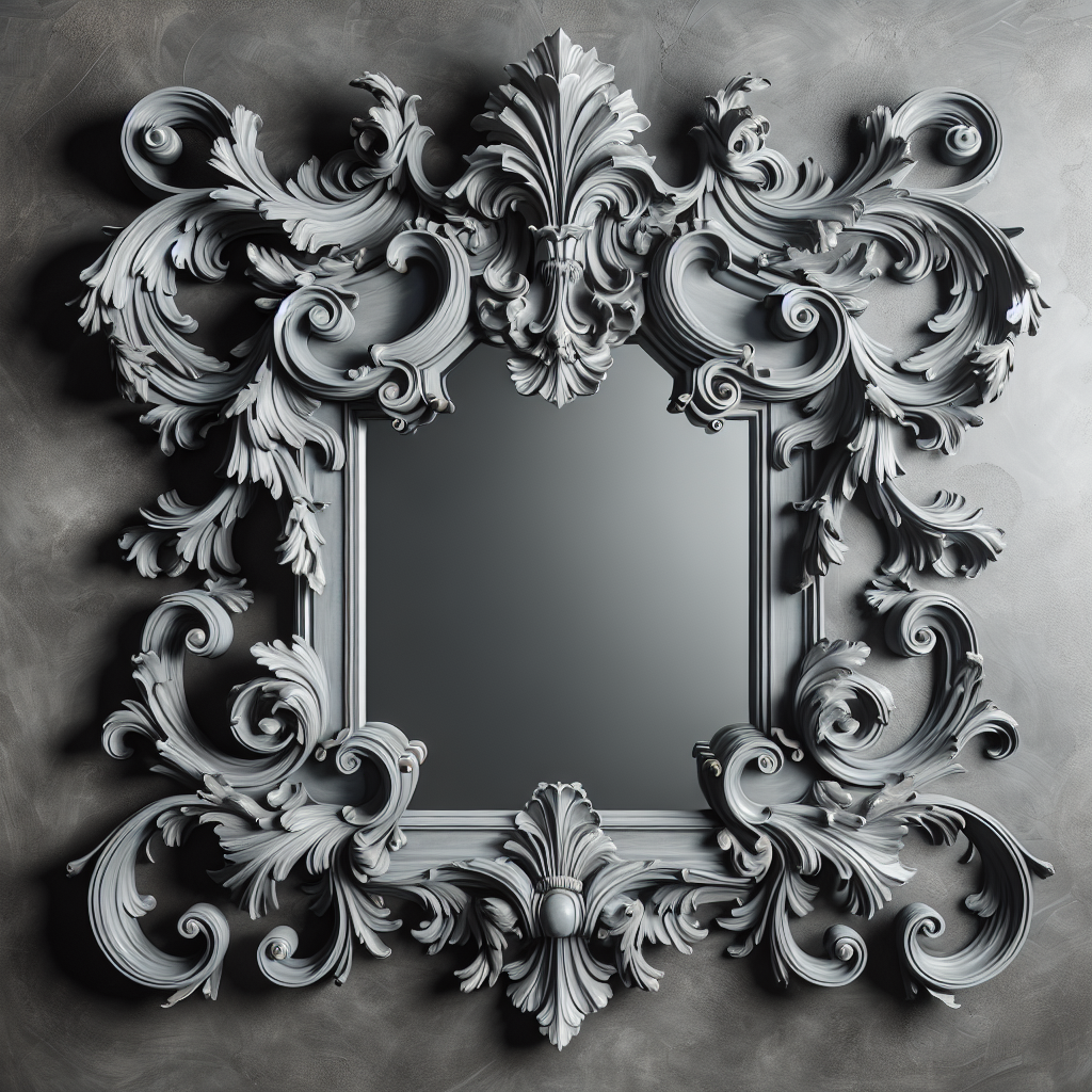 Grand miroir baroque gris