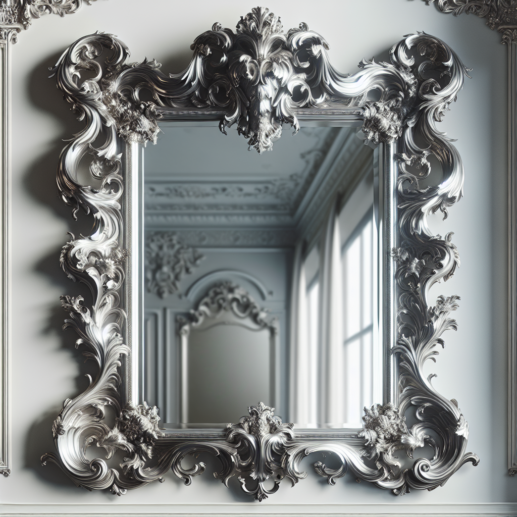 Grand miroir baroque argenté