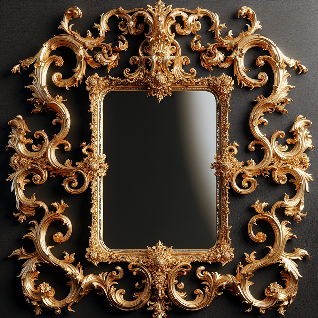 Miroir baroque doré rectangulaire