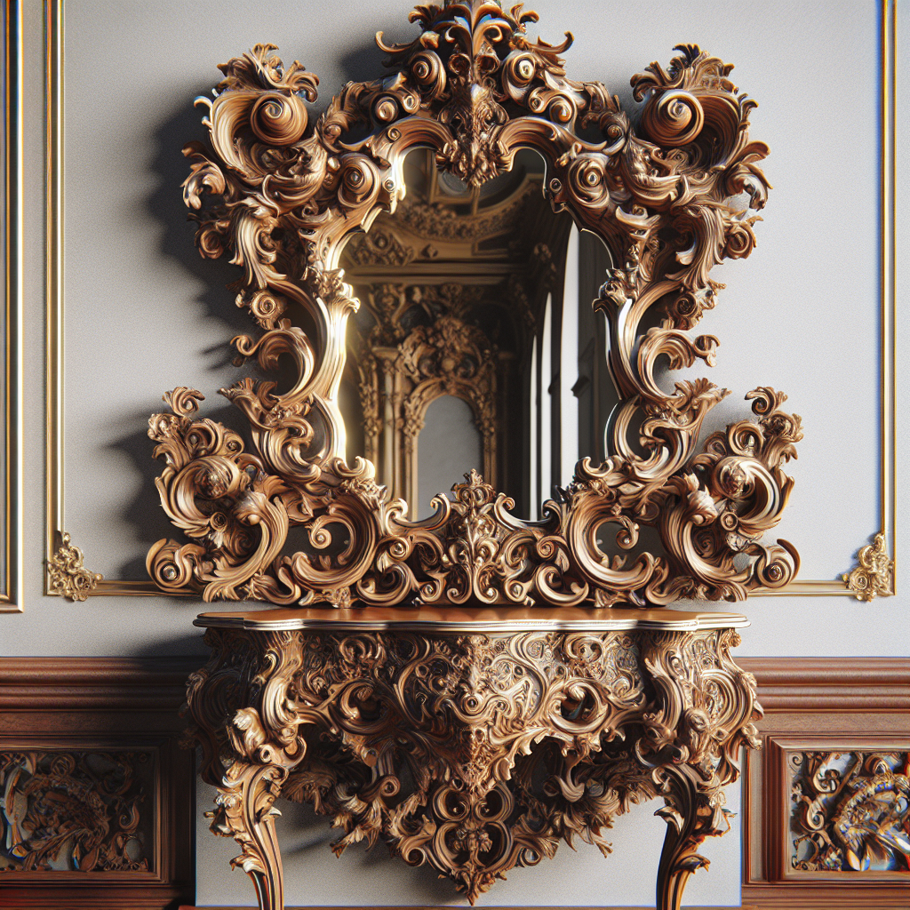 Console et miroir baroque