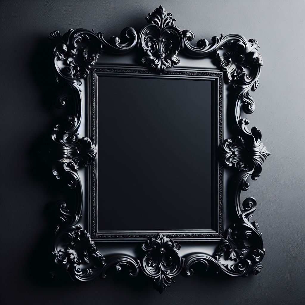 Miroir baroque noir rectangulaire