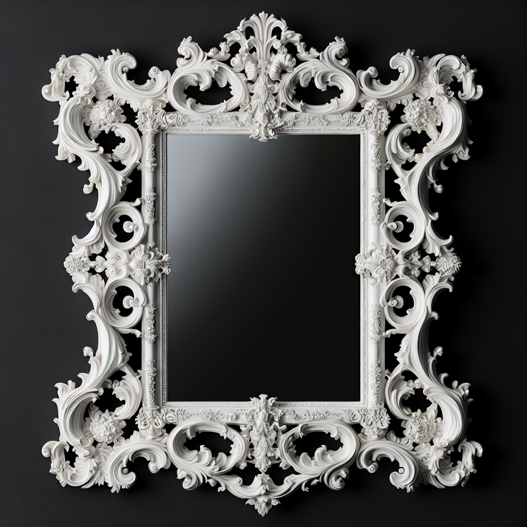 Miroir baroque blanc rectangulaire