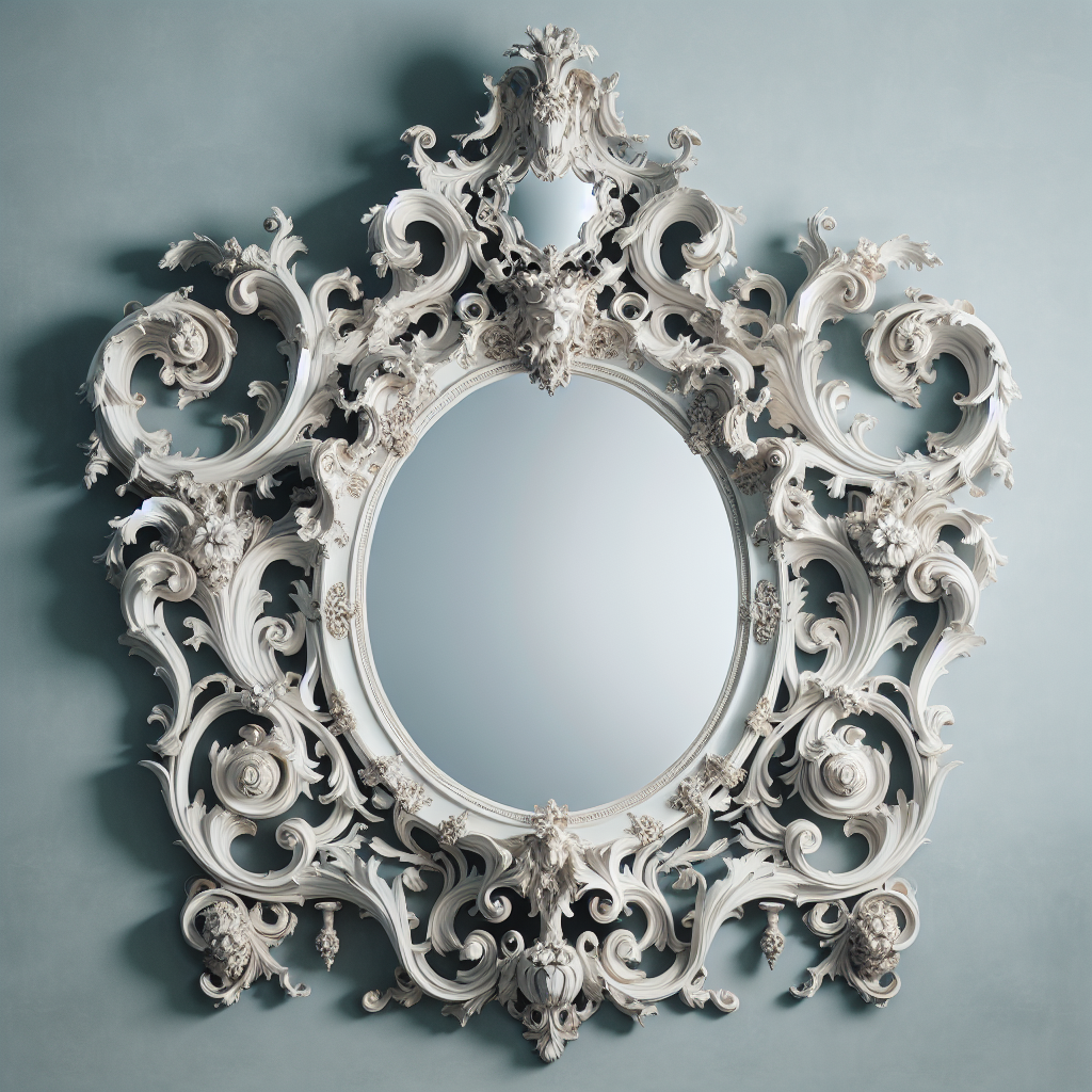 Grand miroir baroque blanc