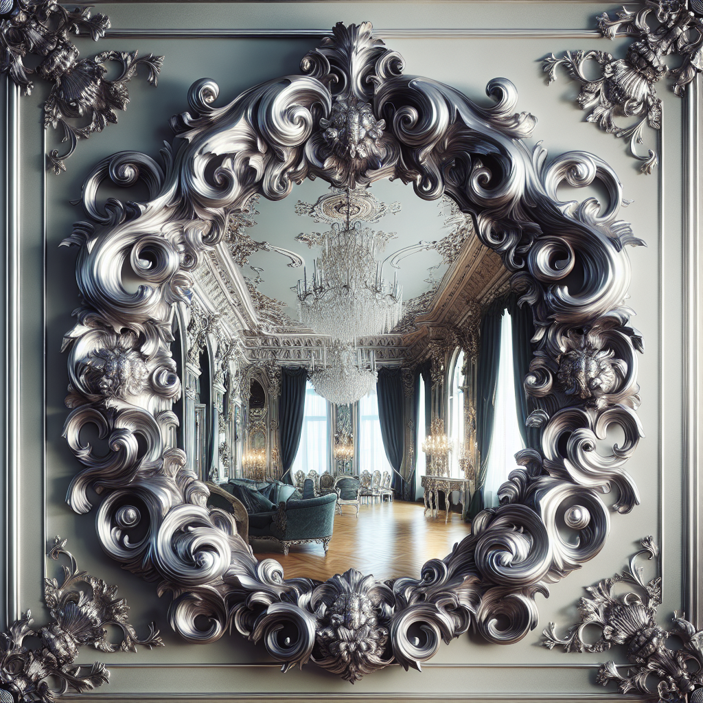 Miroir baroque gris argent